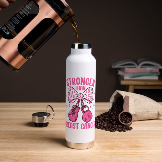 Stärker als Brustkrebs Trinkflasche (Kaffee (gedreht))