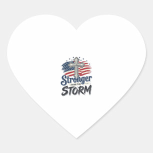 Stärker als der Sturm Patrioten-Glaubens-Shirt Des Herz-Aufkleber