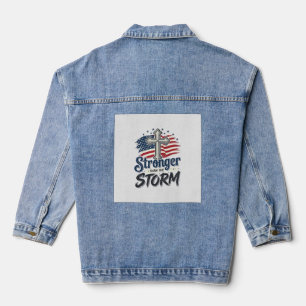 Stärker als der Sturm Patrioten-Glaubens-Shirt Des Jeansjacke