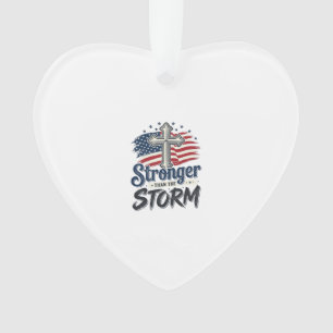 Stärker als der Sturm Patrioten-Glaubens-Shirt Des Ornament