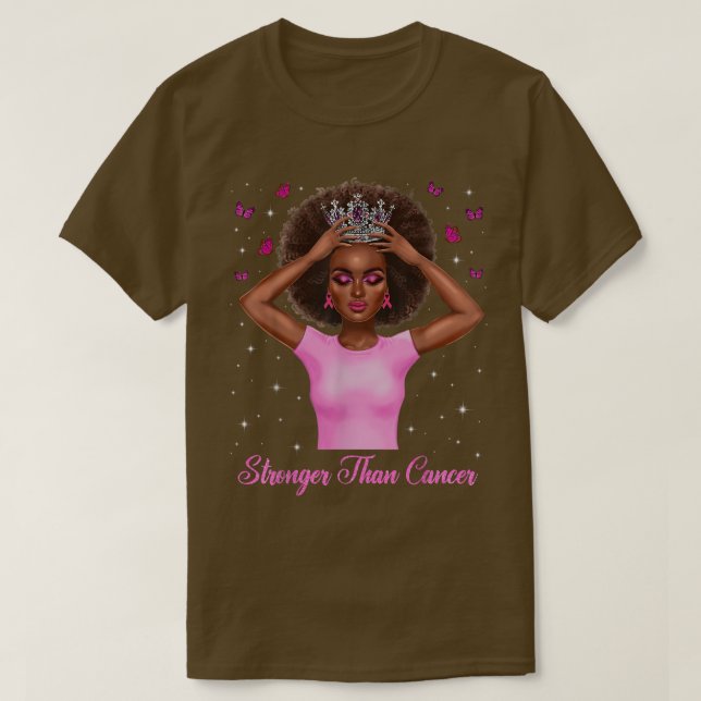Starker als Krebs Black Queen Brustkrebs Awa T-Shirt (Design vorne)
