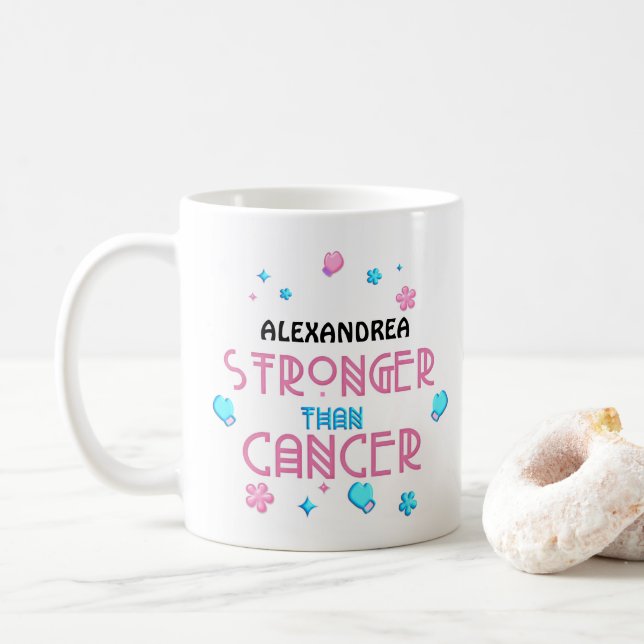 Stärker als Krebs | Krebsüberleben Custom Kaffeetasse (Mit Donut)