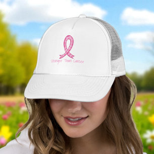 Stärker als Krebs Rosa-Band Unterstützer-Geschenk Truckerkappe