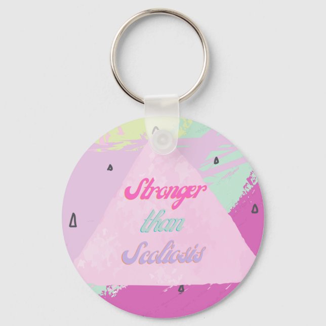 Stärker als Scoliose - rosa Schlüsselanhänger (Vorderseite)