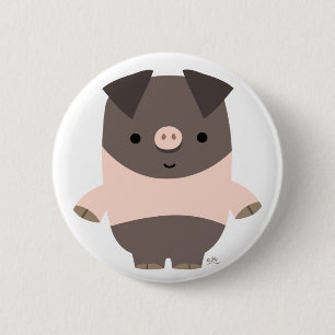 Starker Cartoon-Schweinetaste Abzeichen Button