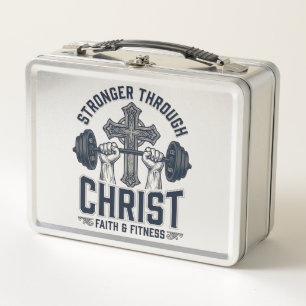 Stärker durch Christus Christliches Fitnessstudio Metall Brotdose
