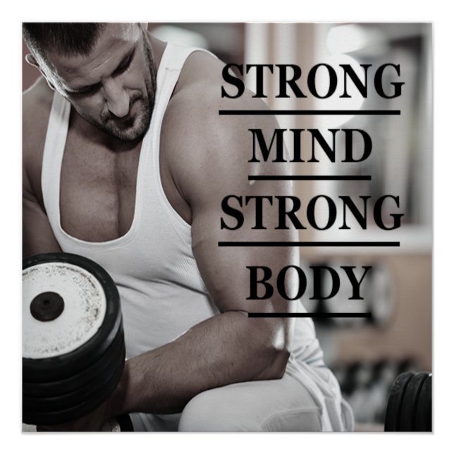 Starker Geist, starker Körper Motivationsposter Poster (Vorderseite)