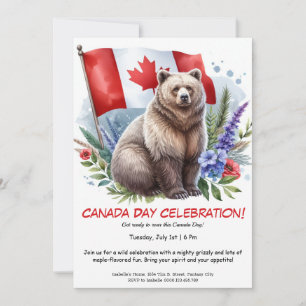 Starker Grizzlybär & Kanadisch Canada Day Einladung