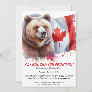 Starker Grizzlybär & Kanadisch Canada Day Einladung