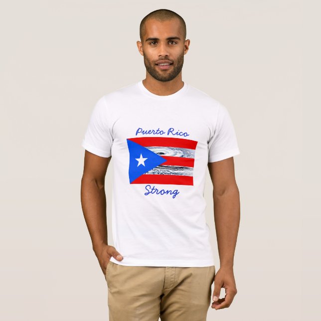 Starker Hurrikan-Flaggen-Shirt Puertos Rico T-Shirt (Vorne ganz)