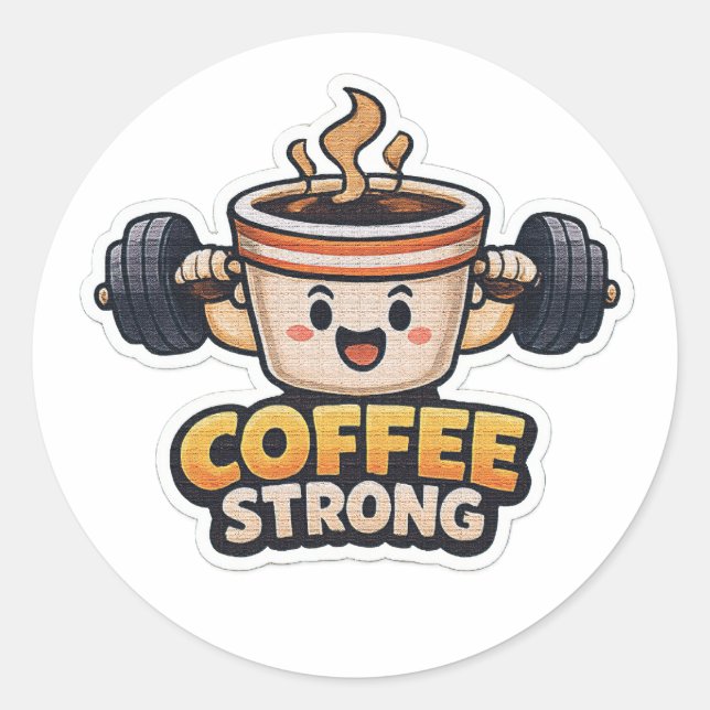 Starker Kaffee  Runder Aufkleber (Vorderseite)