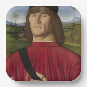 Starker Mann mit rosa Narben (Renaissance Art) Pappteller