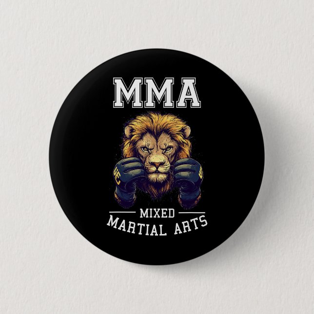 Starker Mixed Martial Arts Lion - Thai Boxing Cage Button (Vorderseite)