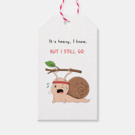 Starker Schnecke, die eine schwere Last trägt Aufk Geschenkanhänger