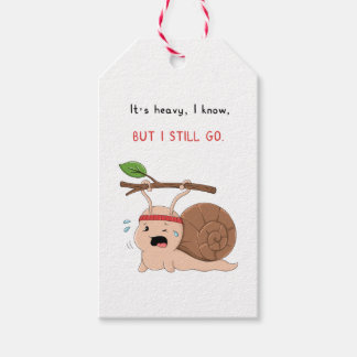 Starker Schnecke, die eine schwere Last trägt Aufk Geschenkanhänger