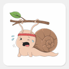 Starker Schnecke, die eine schwere Last trägt Aufk Quadratischer Aufkleber