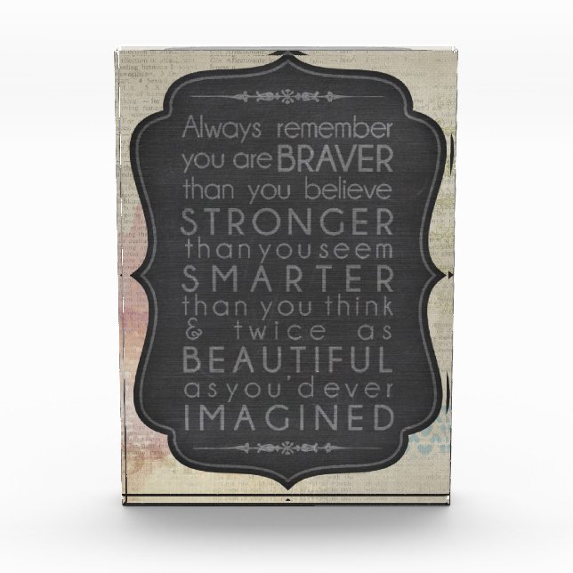 Stärker, tapfer, Typografie Fotoblock (Vorderseite)