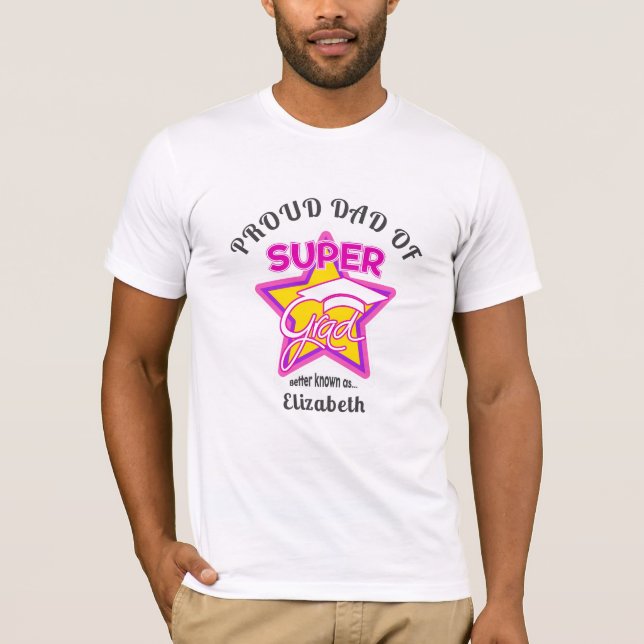 STARKER VATER von Super Grad rosa bearbeitbarem Te T-Shirt (Vorderseite)