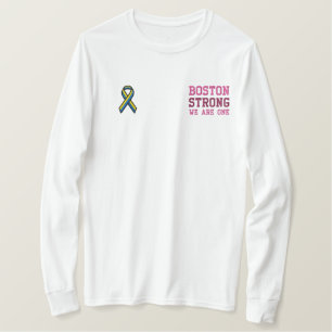 Starkes Boston SIND WIR EINE Band-Ausgabe Besticktes Langarmshirt