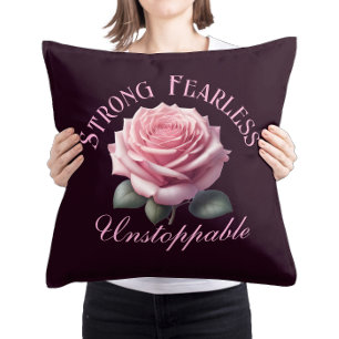Starkes Furchtloses Unaufhaltsames & Pink Rose T-S Kissen