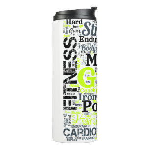 Starkes Gym-Workout-Wortwolke Thermosbecher