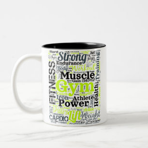 Starkes Gym-Workout-Wortwolke Zweifarbige Tasse