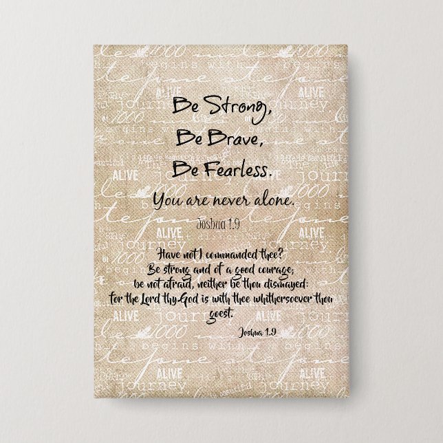 Starkes, mutiges, furchtloses Zitat mit Bibelverse Button (Vorderseite)