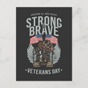 Starkes und tapferes Veterans Day USA-Flagge Postkarte