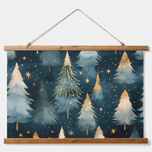 Starlight Evergreen Dreams Botanisch Wandteppich Mit Holzrahmen