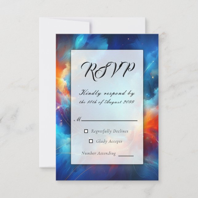 Starlight Fusion von Feuer und Eishochzeit RSVP Karte (Vorderseite)