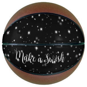 Starlight Glitzern Black and White Stars Wish Puff Basketball