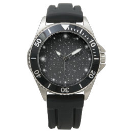 Starlight Glitzern Schwarz-Weiß-Stars Armbanduhr