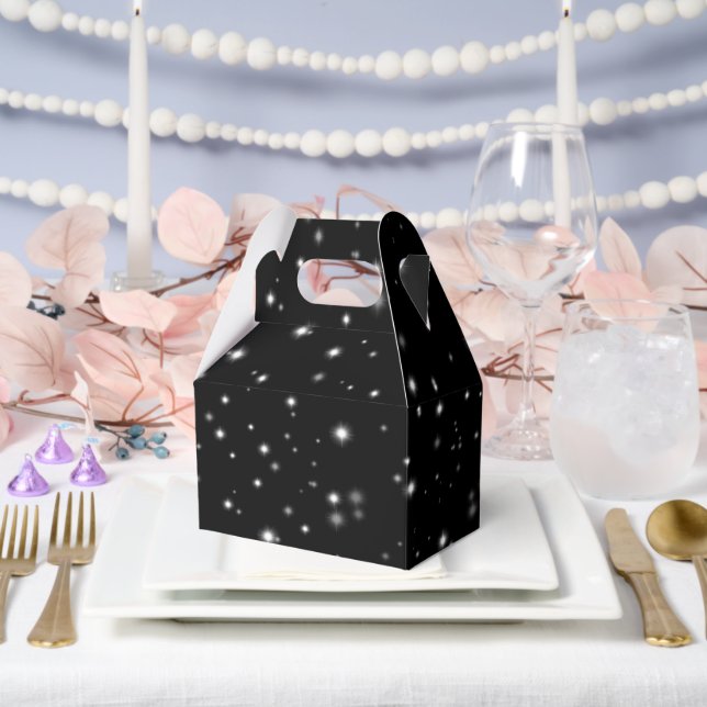 Starlight Glitzern Schwarz-Weiß-Stars Geschenkschachtel (Hochzeit)