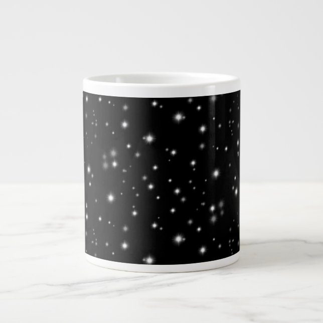 Starlight Glitzern Schwarz-Weiß-Stars Jumbo-Tasse (Vorderseite)