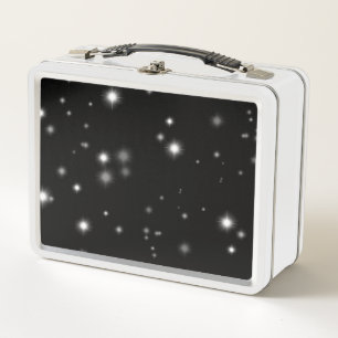 Starlight Glitzern Schwarz-Weiß-Stars Metall Brotdose