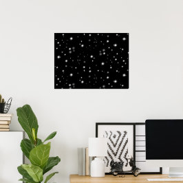 Starlight Glitzern Schwarz-Weiß-Stars Poster