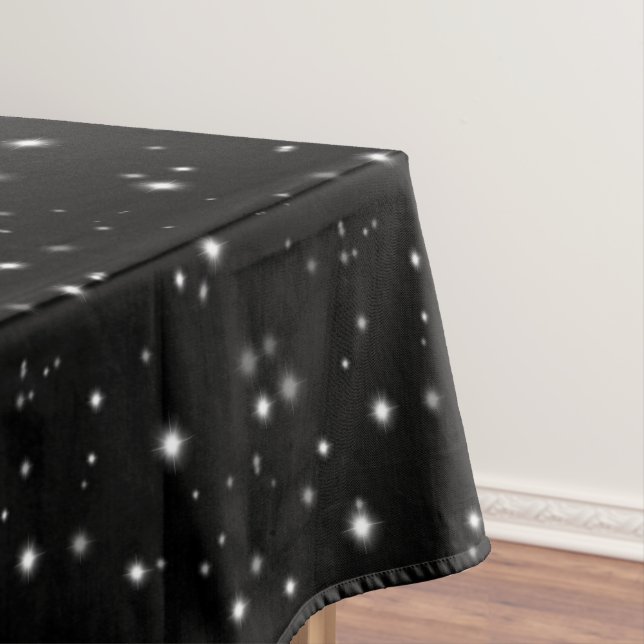 Starlight Glitzern Schwarz-Weiß-Stars Tischdecke (Beispiel)