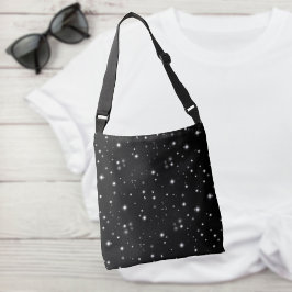 Starlight Glitzern Schwarz-Weiß-Stars Tragetaschen Mit Langen Trägern