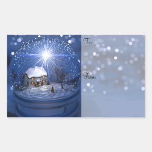 Starlight Globe Weihnachtsgeschenke Labels Rechteckiger Aufkleber