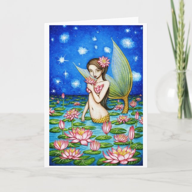 Starlight-Lilien-Meerjungfrau Feiertagskarte (Vorderseite)