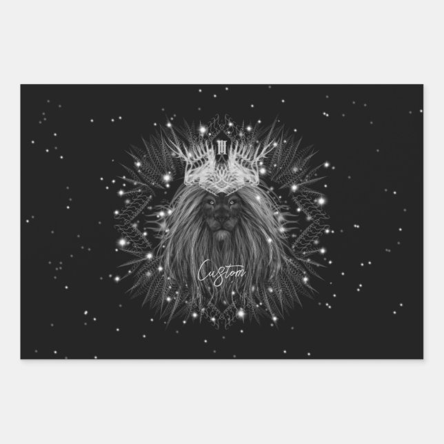 Starlight Lion mit Crosstramm Geschenkpapier Set (Vorderseite)