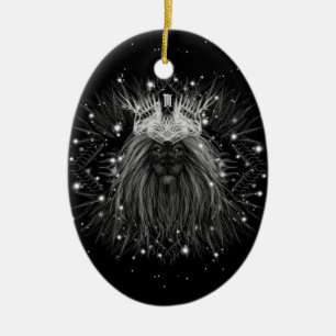 Starlight Lion mit Crosstramm Keramik Ornament