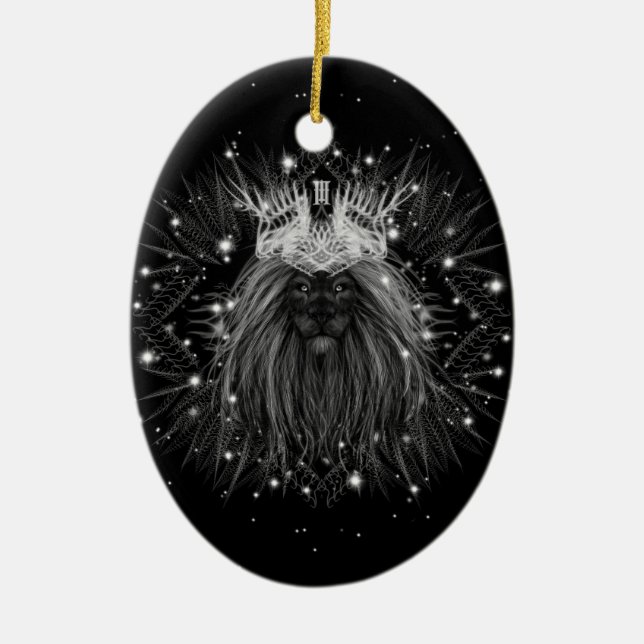Starlight Lion mit Crosstramm Keramik Ornament (Vorne)