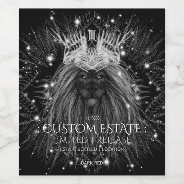 Starlight Lion mit Crosstramm-Schwarz Weinetikett (Einzelnes Label)