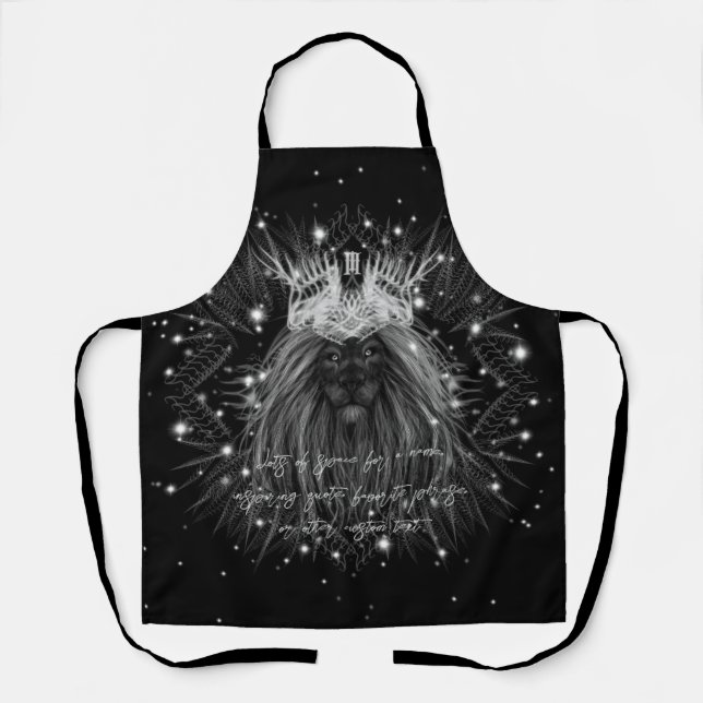 Starlight Lion mit Kronen-Monogramm-Zitat Schürze (Vorderseite)