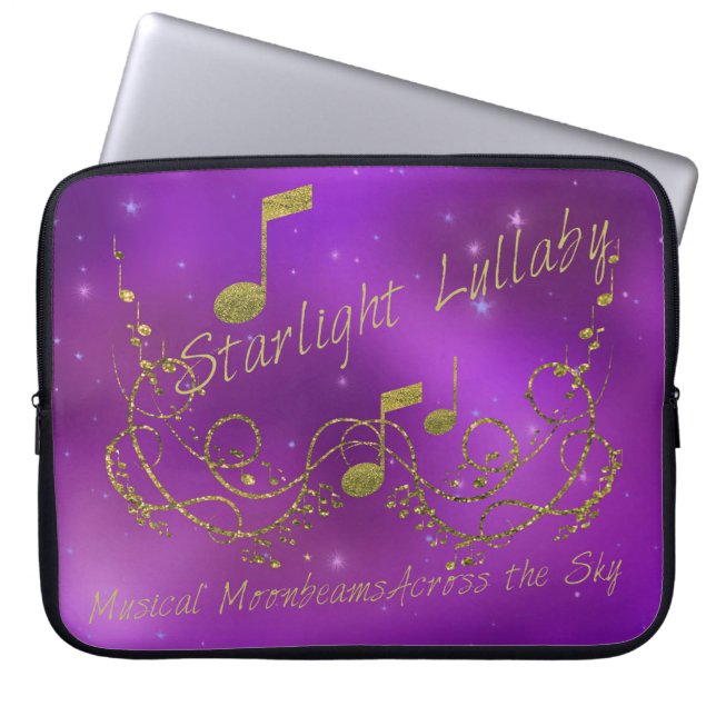 Starlight Lullaby Lila Gold Music & Sky Laptopschutzhülle (Vorderseite)