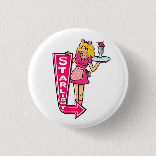 Starlight-Restaurant-Kellnerin-Knopf Button (Vorderseite)