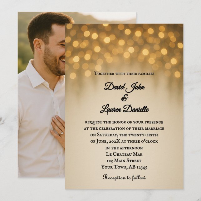 Starlight Vow Foto Hochzeit Einladung (Vorne/Hinten)