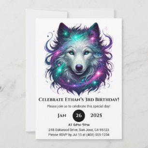 Starlight Wolf Birthday Einladung