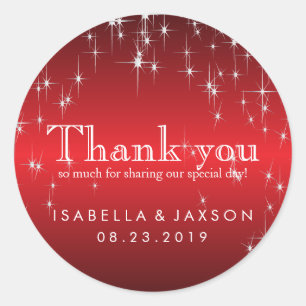 Starlights in Metallic Red Runder Aufkleber